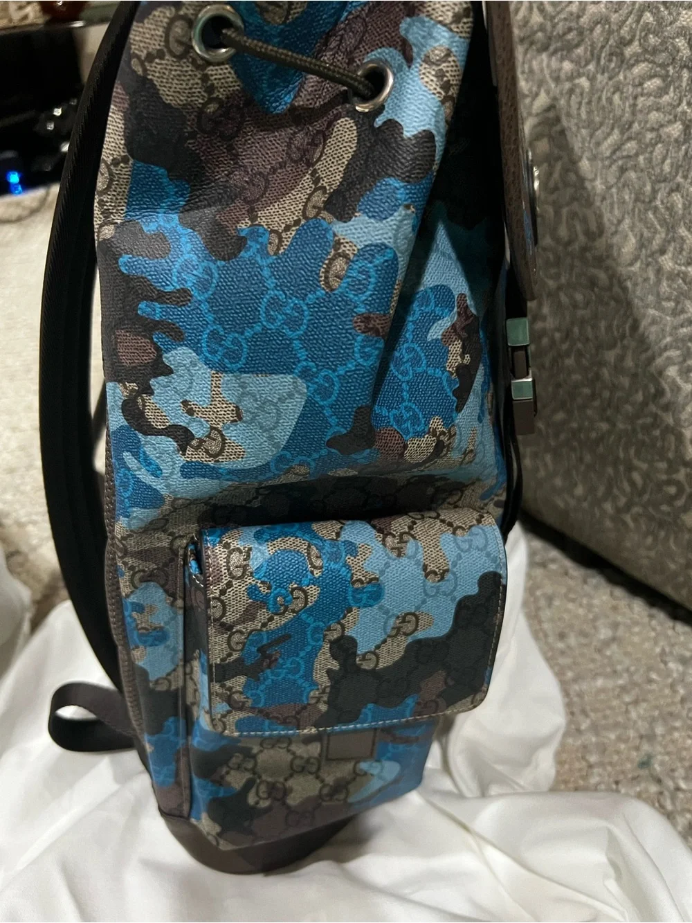 Gucci Blue and Brown Camouflage GG Canvas Backpack